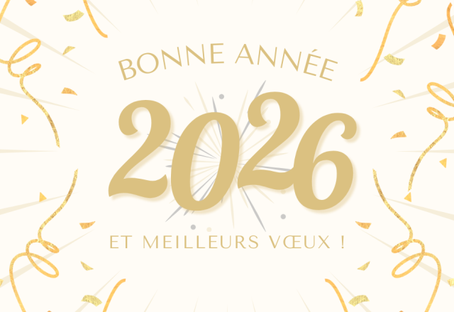 Publication facebook Bonne année 2026 festif moderne lumineux doré